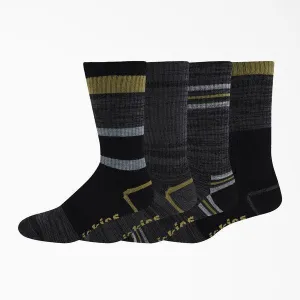 Dickies Striped Performance Crew Socks 4 Pack Green Moss