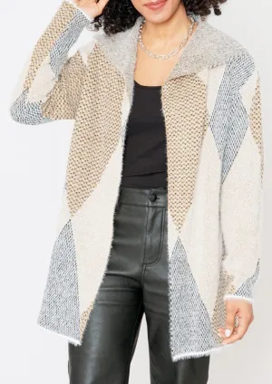 Fuzzy Mixed Cardigan