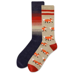 HOTSOX Men's Running Fox 2 Pack Crew Socks